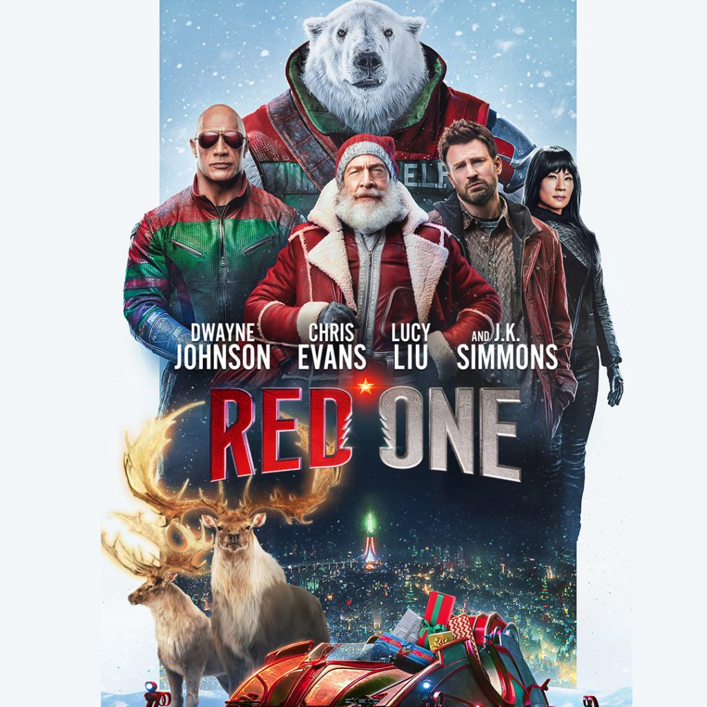 Poster of Red One featuring Dwayne Johnson, Chris Evans, Lucy Liu, and J.K. Simmons